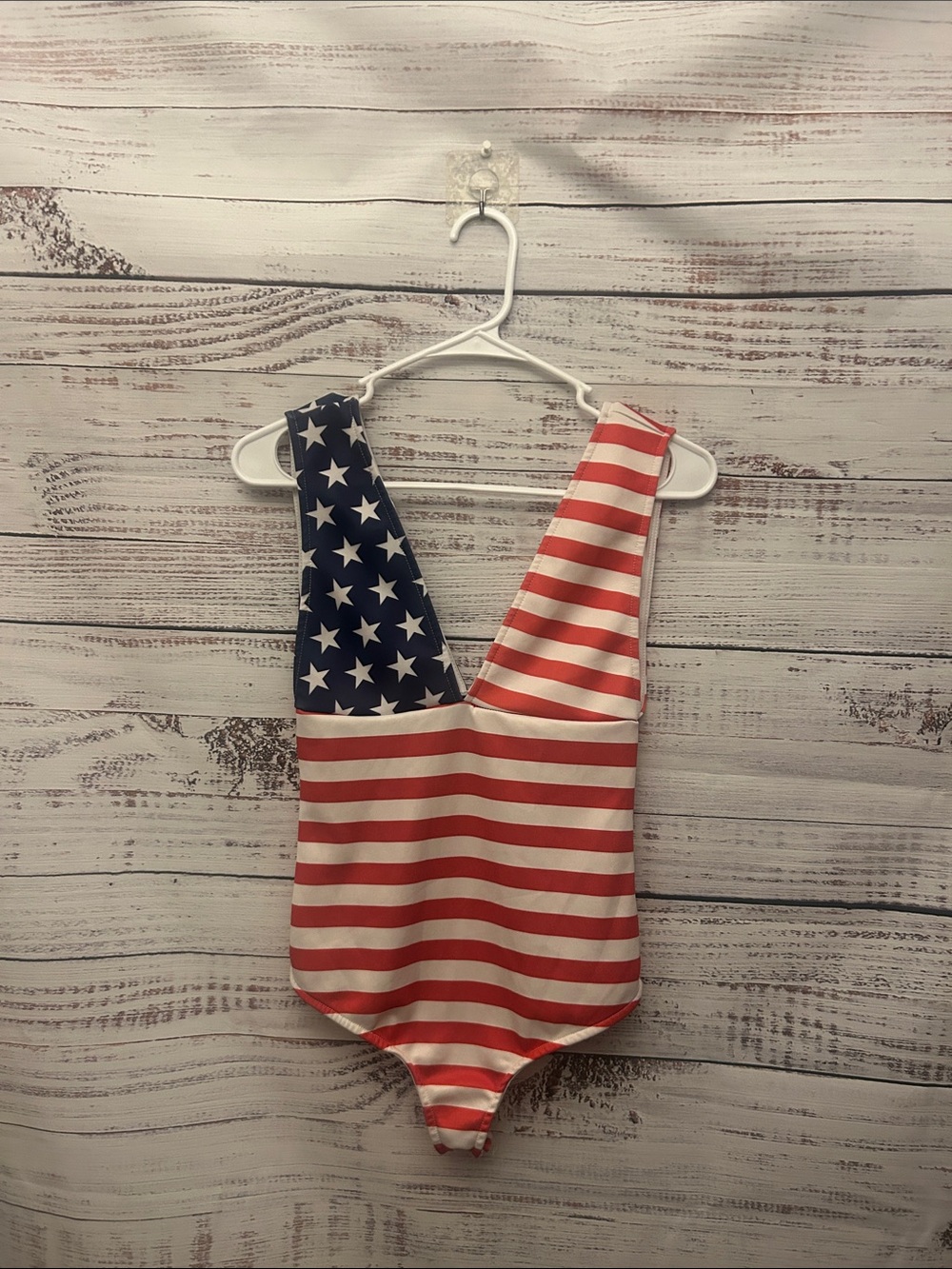 Windsor American Flag Red White Blue Striped Bodysuit size small - Picture 1 of 2